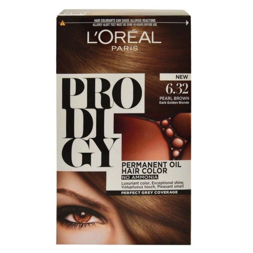 Loreal Paris Prodigy Permanent Oil Hair Color 6.32 Pearl Brown Kit