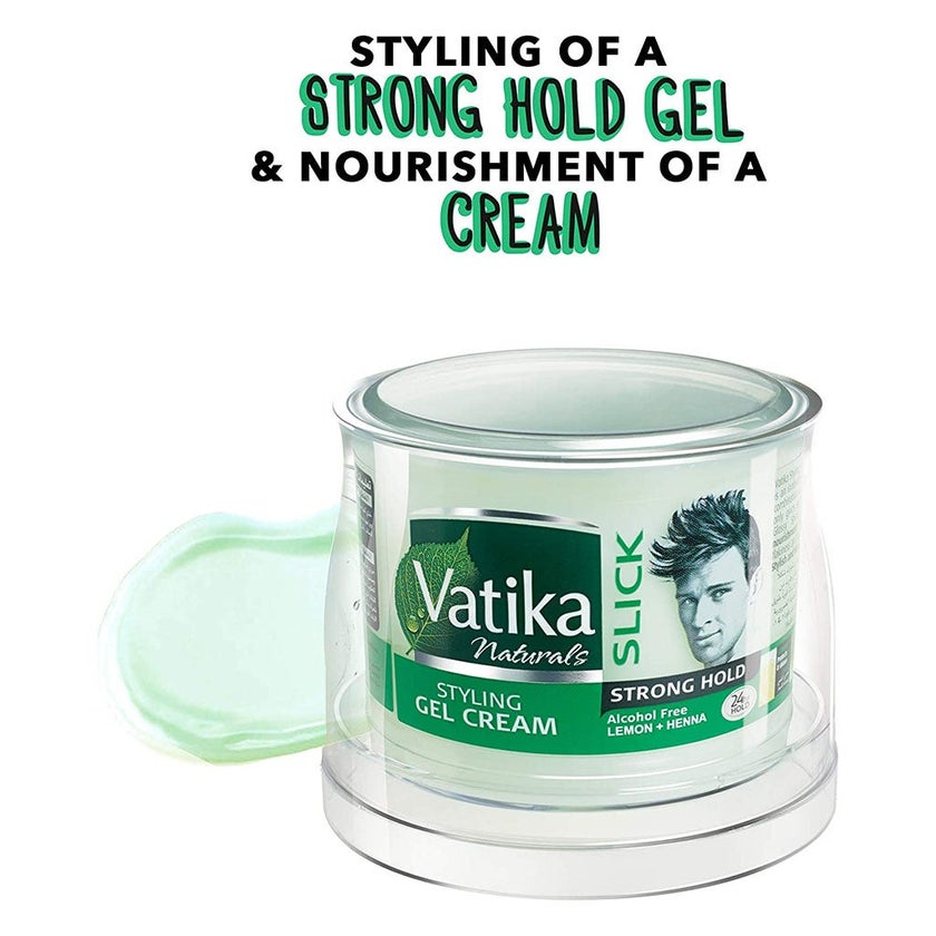 Dabur Vatika Naturals Slick Strong Hold Lemon + Henna Alcohol-Free Hair Styling Gel Cream 250g