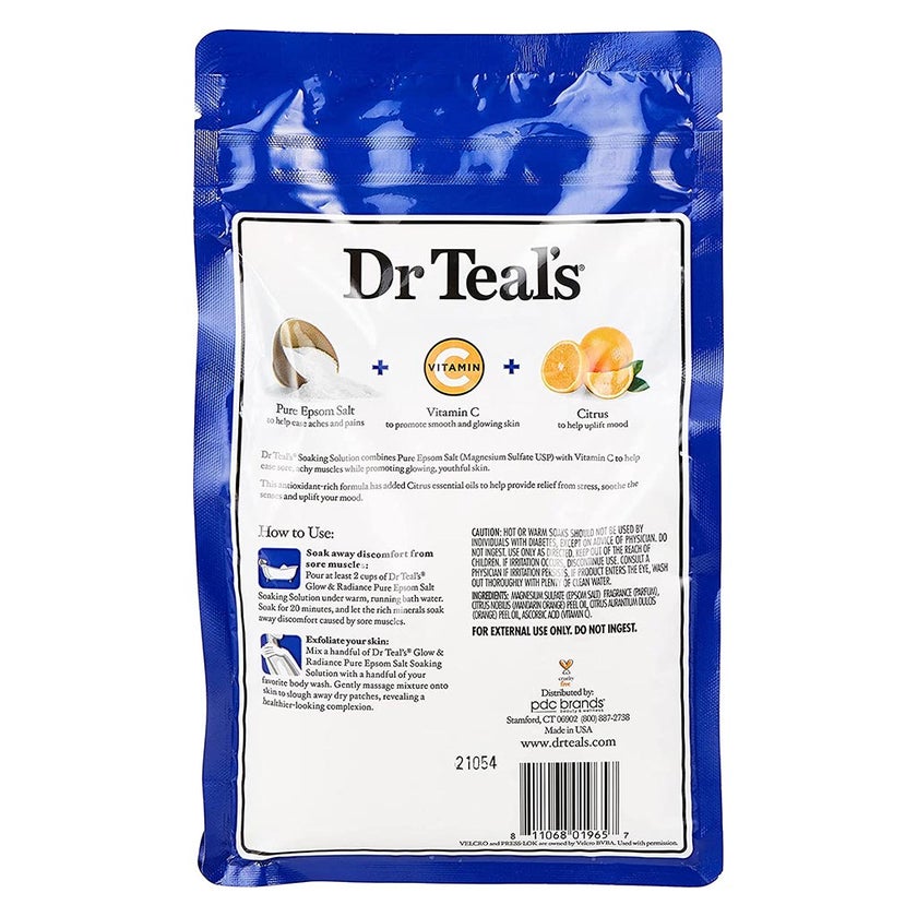 Dr Teal's Pure Epsom Salt Soaking Solution Vitamin C And Citrus Essential Oils 1036g