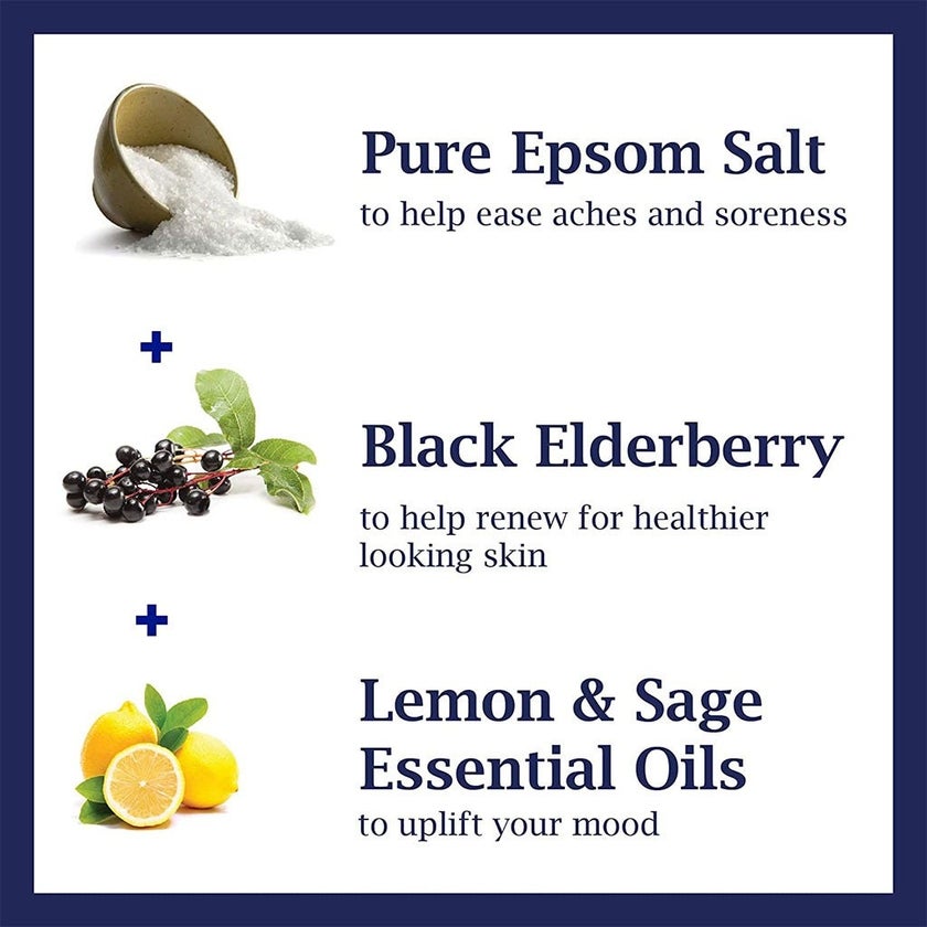 Dr Teal's Pure Epsom Salt Soaking Solution Black Elderberry With Vitamin D & Essential Oils 1036g