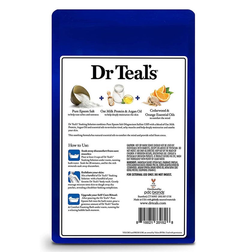 Dr Teal's Pure Epsom Salt Soaking Solution Oat Milk, Argan Oil & Essential Oil 1036g