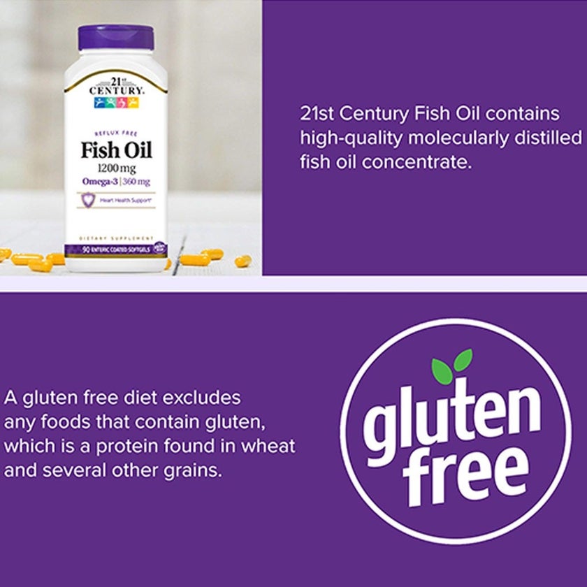 21st Century Omega 3 1200mg Fish Oil Softgels, Pack of 90's