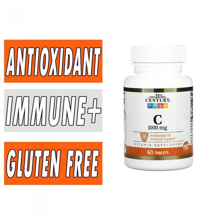 21st Century Vitamin C 1000mg Tablets For Antioxidant & Immunity Support, Pack of 60's