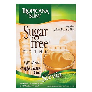 Tropicana Slim Sugar Free Drink Caffee Latte 14g, Pack of 10's