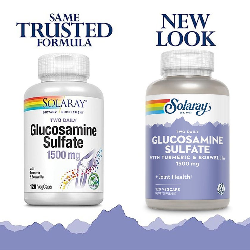 Solaray Glucosamine Sulfate 1500mg with Turmeric & Boswellia Veg Capsules, Pack of 120's