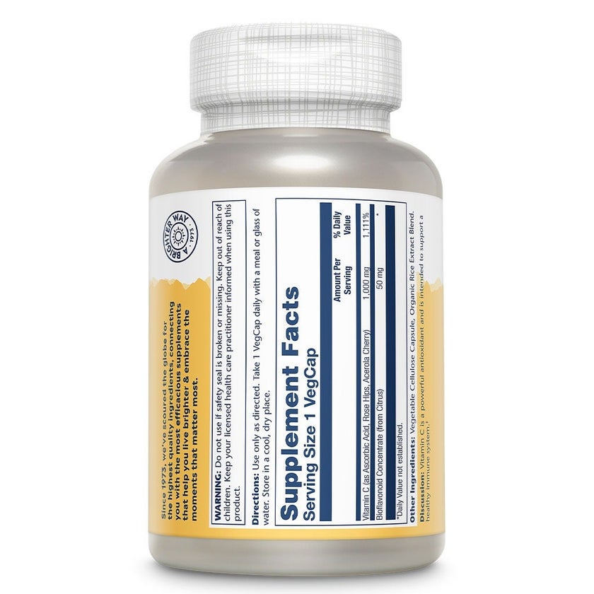 Solaray Vitamin-C With Bioflavonoid Concentrate 1000mg Veg Capsules, Pack of 100's