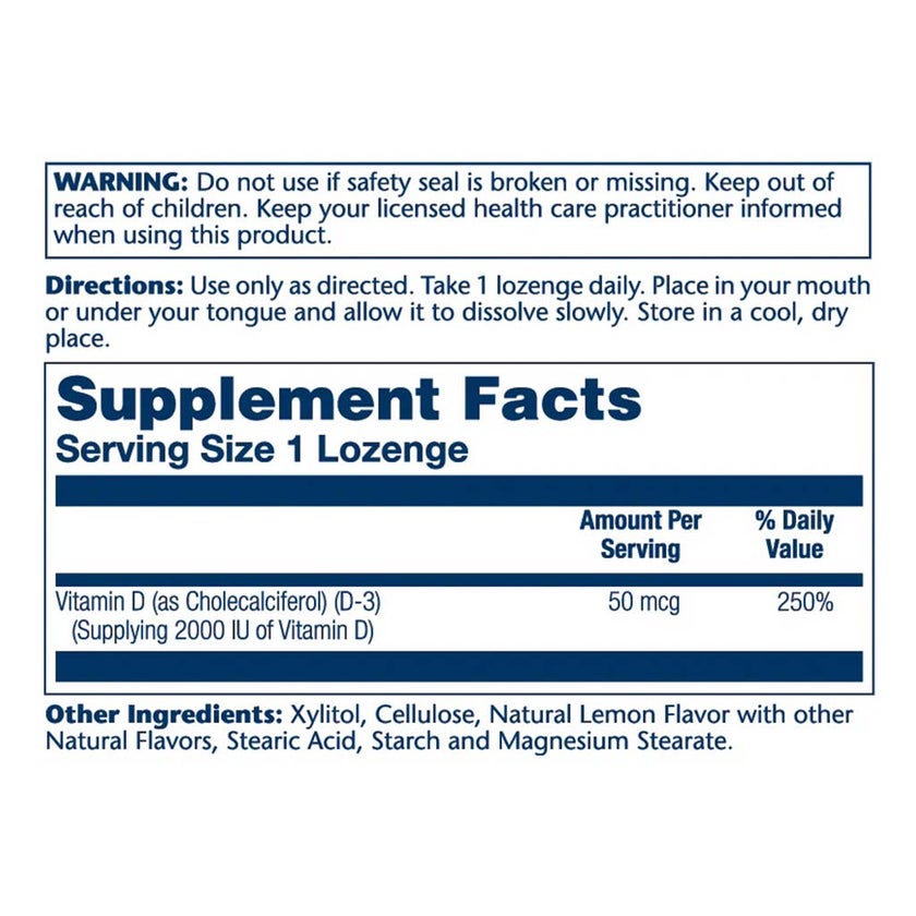 Solaray Vitamin D3 2000IU Lozenges For Bone Strength, Pack of 60's