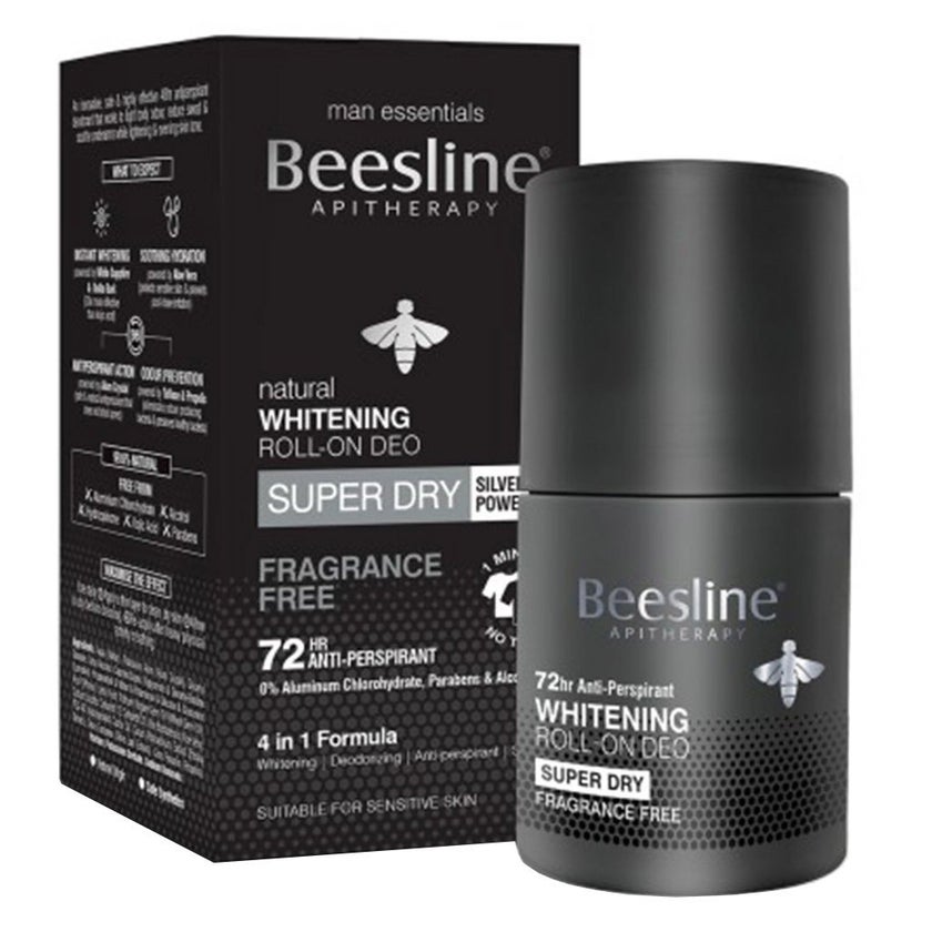 Beesline Apitherapy Men Whitening Roll-On Deo Super Dry Fragrance Free 50ml
