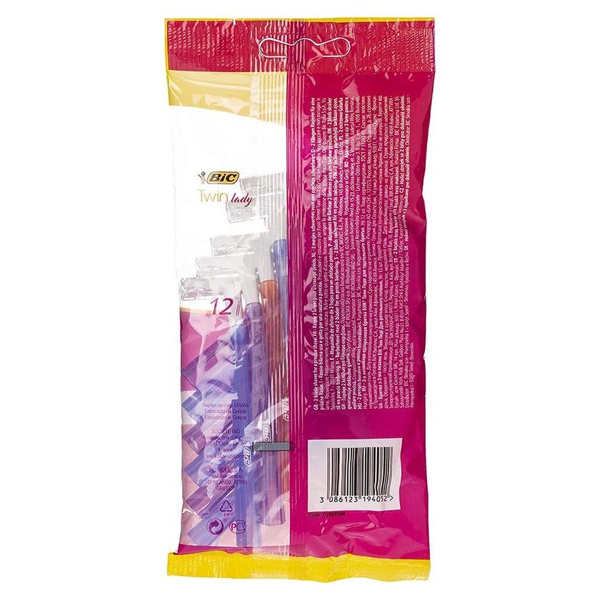Bic Twin Lady Women Disposable Razor, Pack of 12's