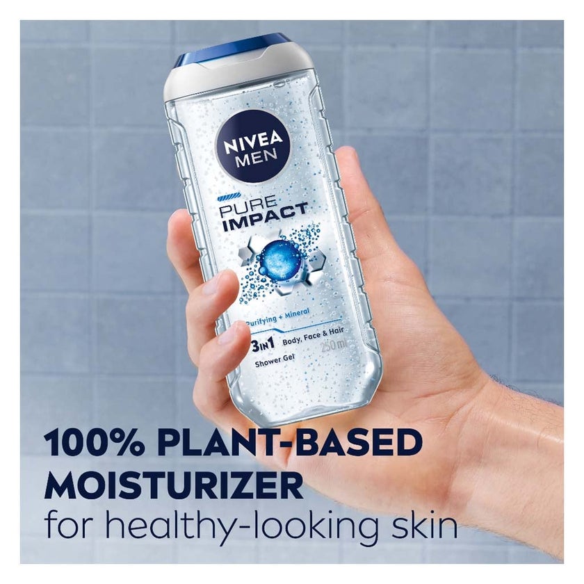 Nivea Men Pure Impact 3 in 1 Face, Body & Hair Shower Gel 250ml