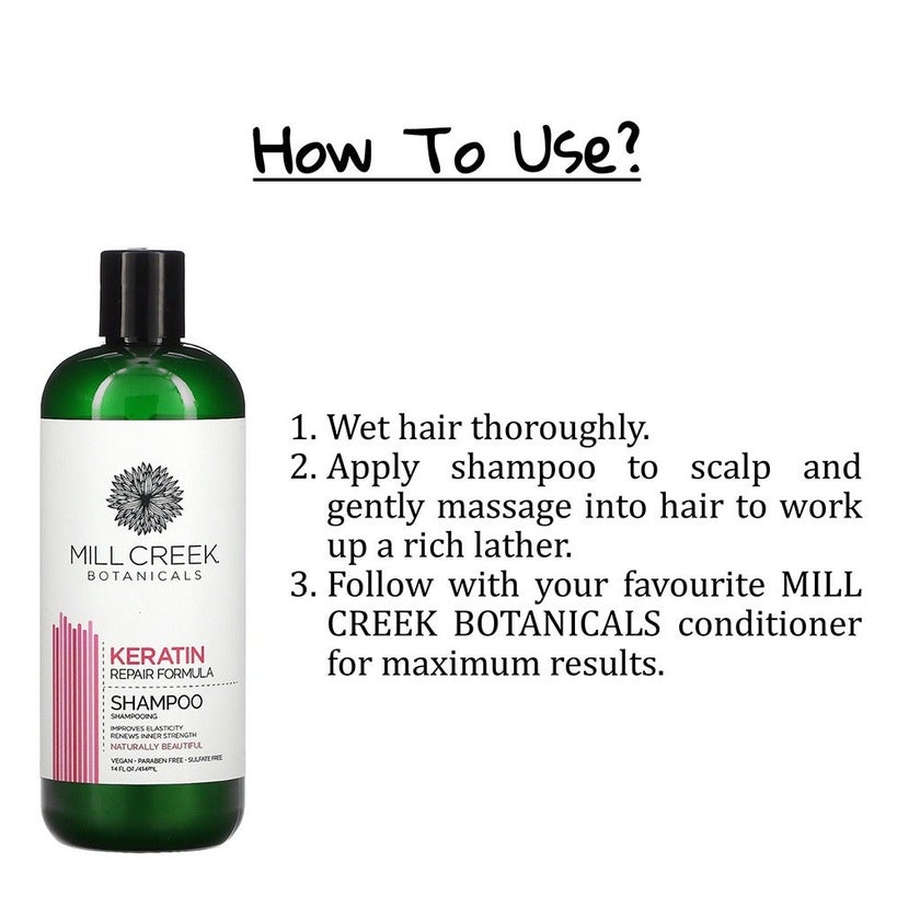 Mill Creek Botanicals Keratin Repair Shampoo For Naturally Beautiful Hair 414ml
