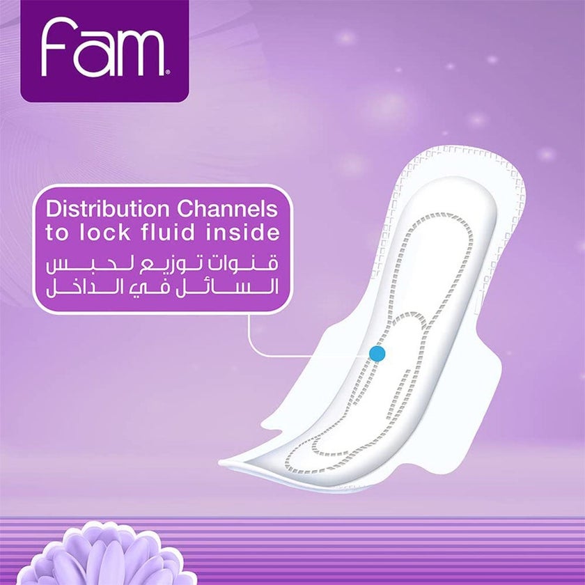 Fam Classic Maxi Thick Natural Cotton Feel Sanitary Pads With Wings, Pack of 50 x 4’s