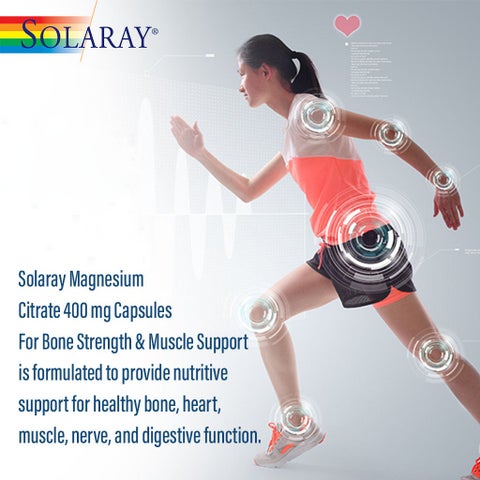 Solaray Magnesium Citrate 400mg, Bone & Muscle Strength - 90 Capsules
