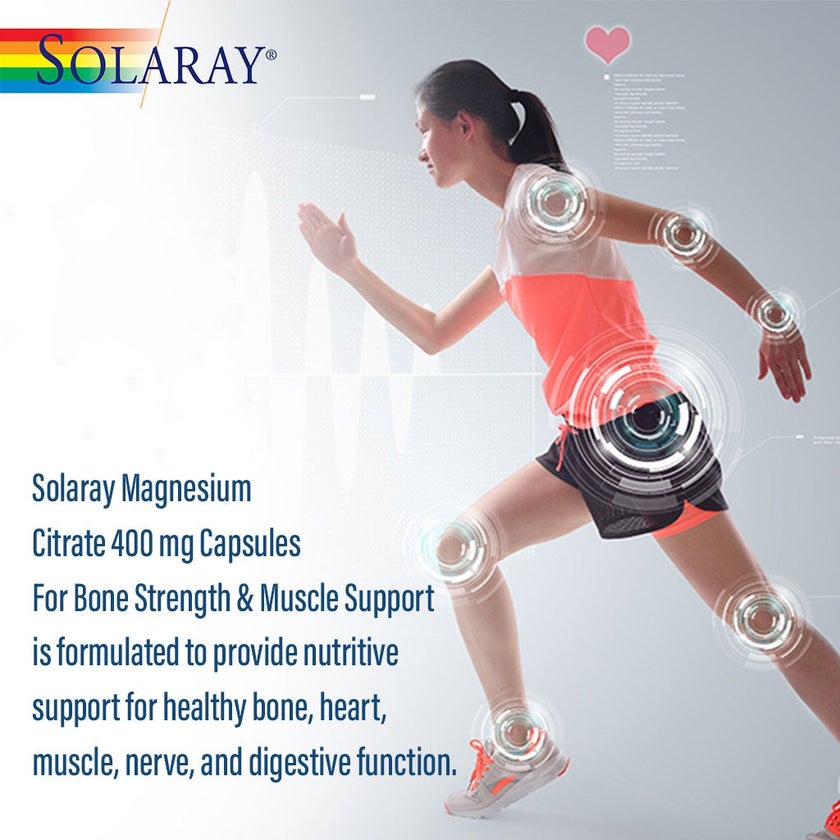 Solaray Magnesium Citrate 400mg Capsules For Bone Strength & Muscle Support, Pack of 90's