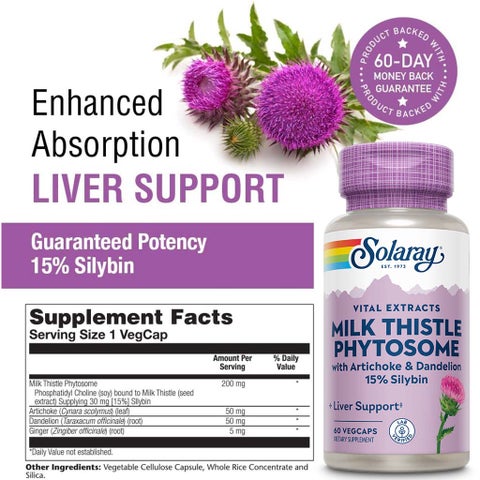 Solaray Milk Thistle Phytosome, Liver Support - 60 Capsules