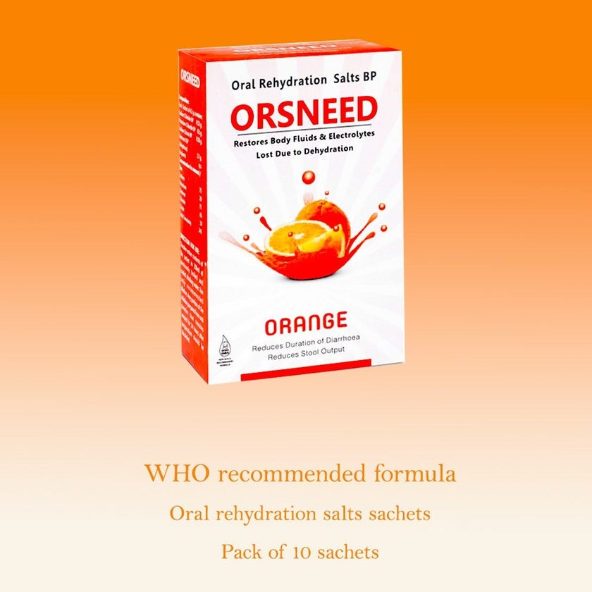 Orsneed Orange Oral Rehydration Salts BP For Oral Solution 4.2g, Pack of 10's