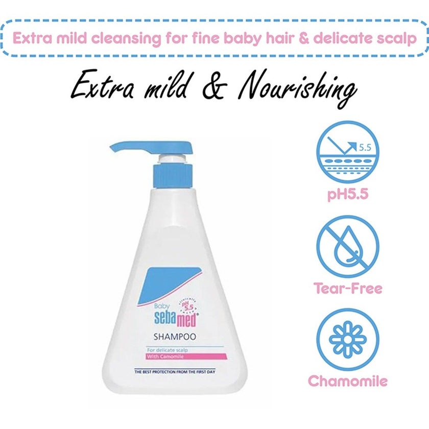 Sebamed Extra Mild Baby Shampoo 500ml + Wet Wipes 72's Pack of 4's + Baby Gentle Wash 400ml - Bundle Pack