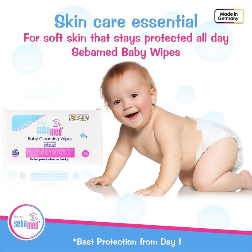 Sebamed Extra Mild Baby Shampoo 500ml + Wet Wipes 72's Pack of 4's + Baby Gentle Wash 400ml - Bundle Pack