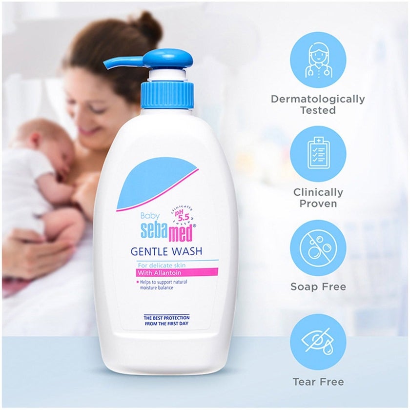 Sebamed Extra Mild Baby Shampoo 500ml + Wet Wipes 72's Pack of 4's + Baby Gentle Wash 400ml - Bundle Pack