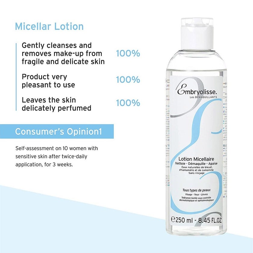 Embryolisse 3 In 1 Micellar Lotion For Make Up Removal & Cleansing 250ml
