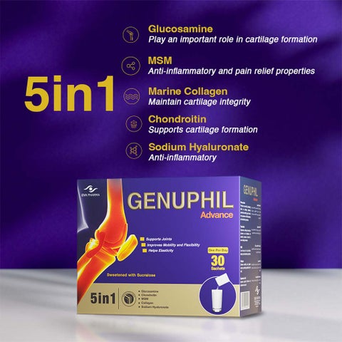 Eva Pharma Genuphil Advance 5-In-One Powder, Joint Support - 2 x 30 Sachets
