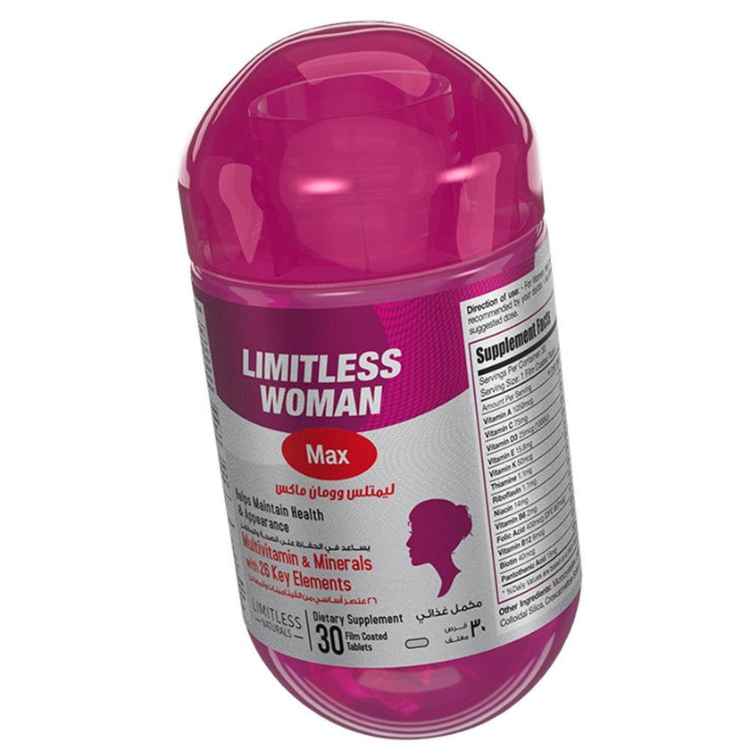 Eva Pharma Limitless Woman Max Multivitamins & Minerals Supplement Tablets, Pack of 30's