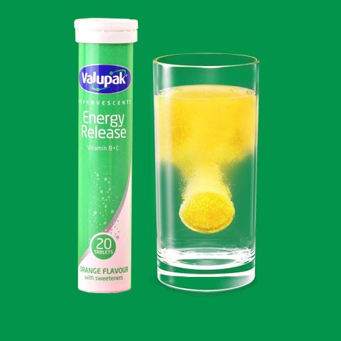 Valupak Energy Release Vitamin B & Vitamin C Effervescent Tablets, Pack of 20's