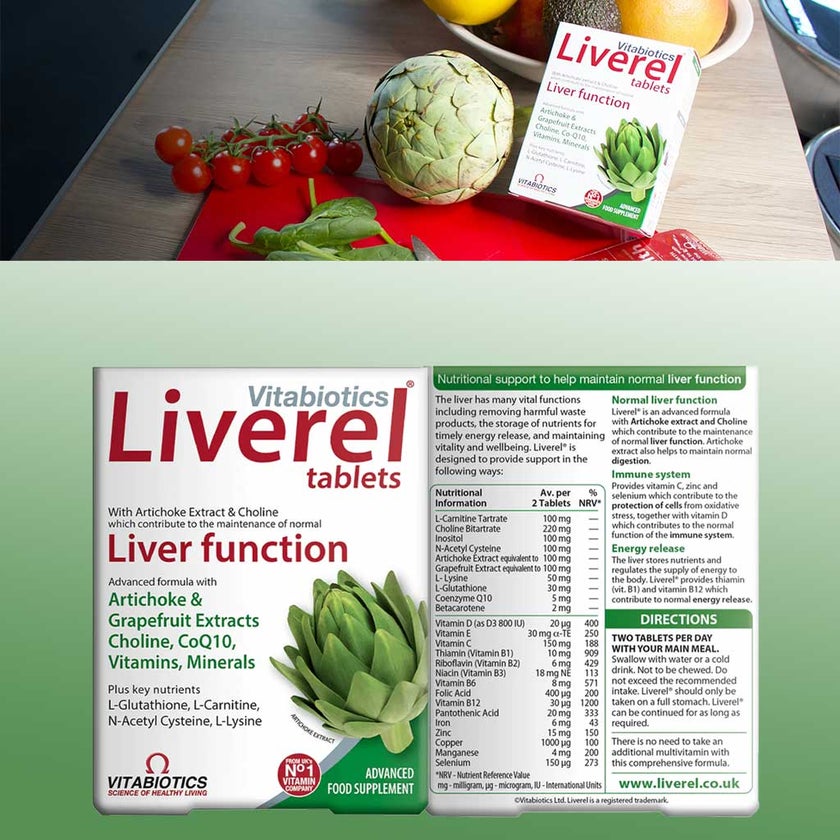 Vitabiotics Liverel Tablets With Vitamins, Minerals & Choline For Healthy Liver Function, Pack of 60's