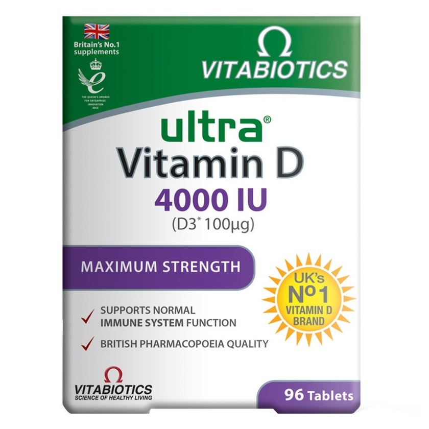 Vitabiotics Ultra Vitamin D3 4000IU Maximum Strength Tablets For Healthy Immune System, Pack of 96's
