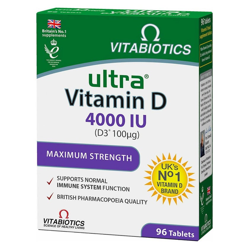 Vitabiotics Ultra Vitamin D3 4000IU Maximum Strength Tablets For Healthy Immune System, Pack of 96's