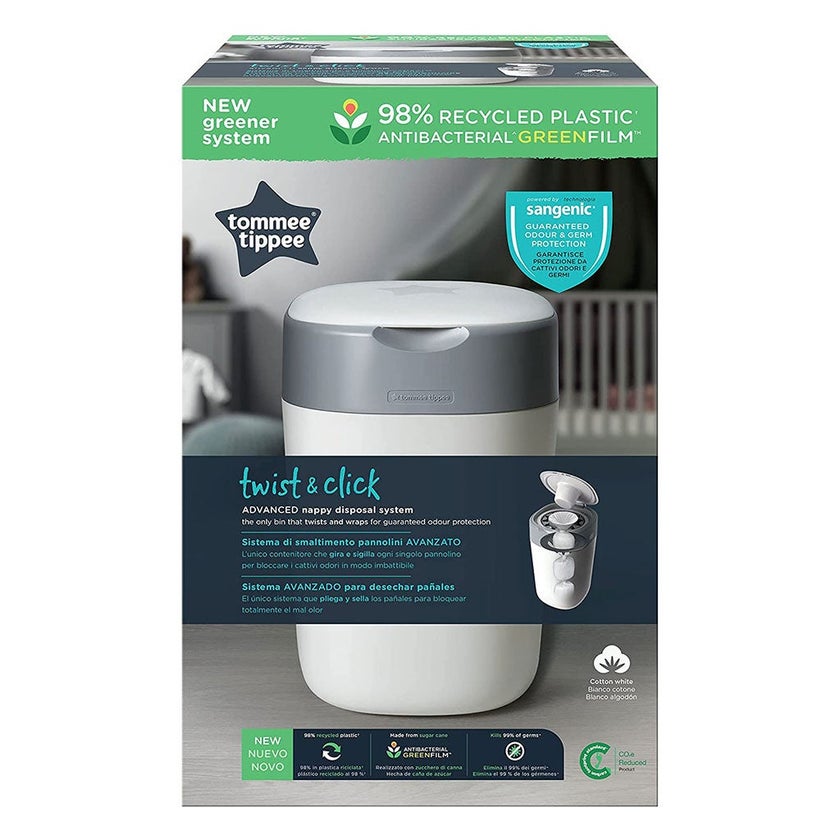 Tommee Tippee Twist And Click Advanced Nappy Disposal Bin-White