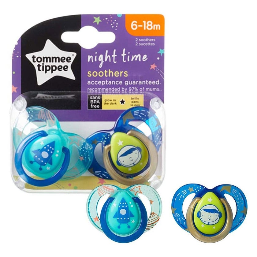 Tommee Tippee Nighttime Soother For Babies 6-18 Months Babies-Pack Of 2