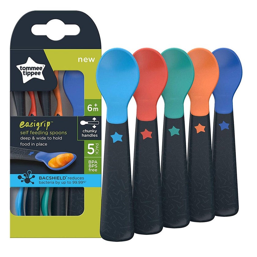 Tommee Tippee Easi Grip Self Feeding Spoon For 6 Months+ Babies-Pack Of 5