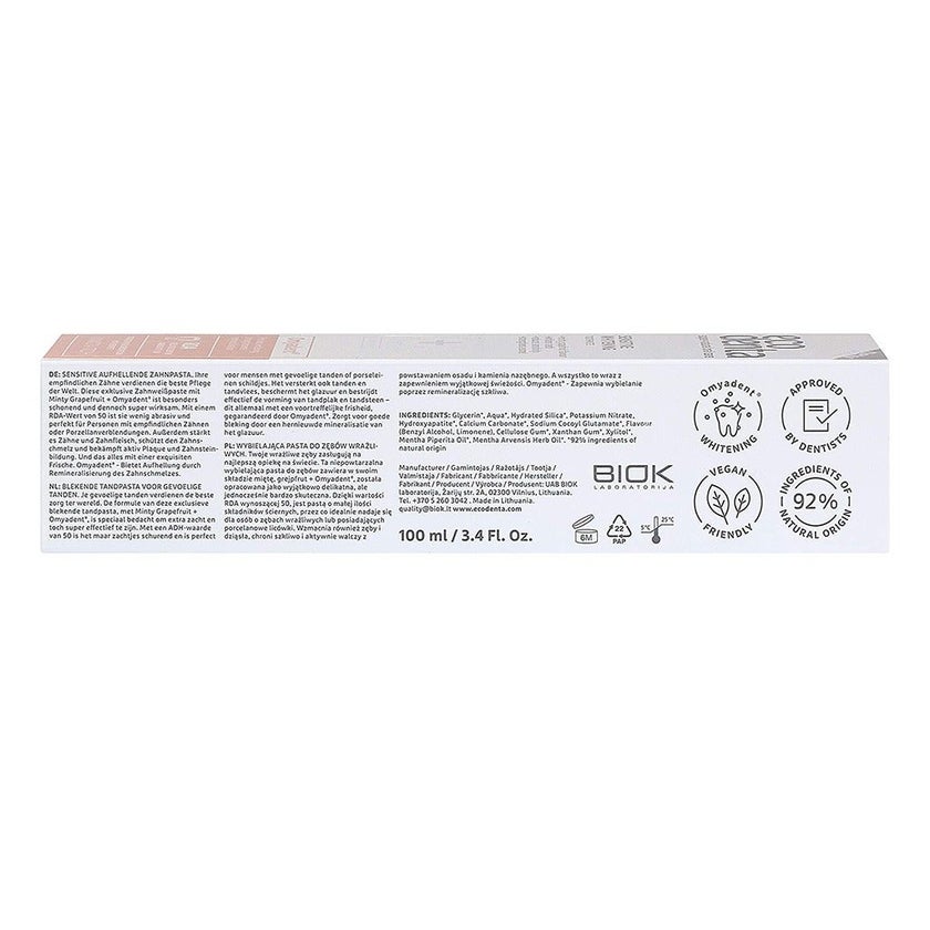 Ecodenta Sensitive Fluoride Free Whitening Toothpaste With Omyadent 100ml