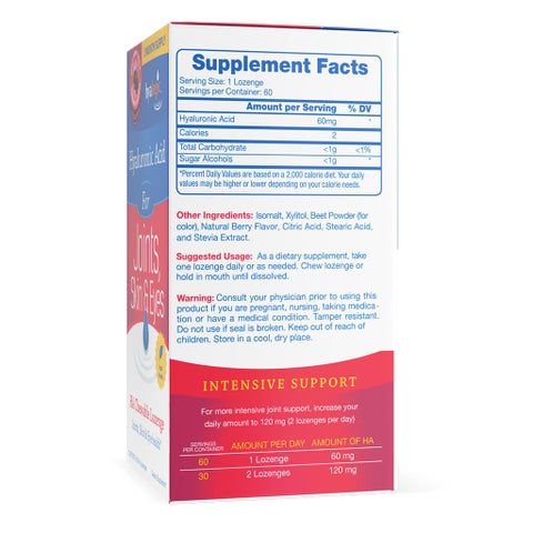 Hyalogic Hyaluronic Acid Chewable Lozenges For Joints, Skin & Eye, Pack of 60's