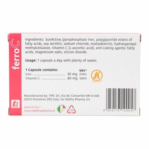 FerroC Iron + Vitamin C Capsules - 30 Capsules