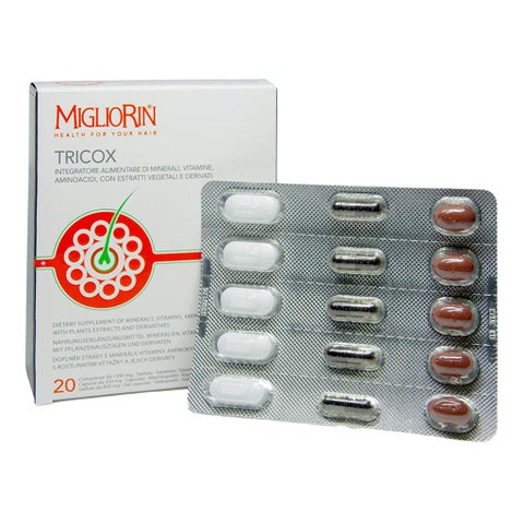 Migliorin Tricox 20 Tablets + Adjuvant Anti-Hair Loss Spray Lotion 125ml