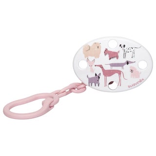 Suavinex Oval Soother Clip Pink Dog For Babies