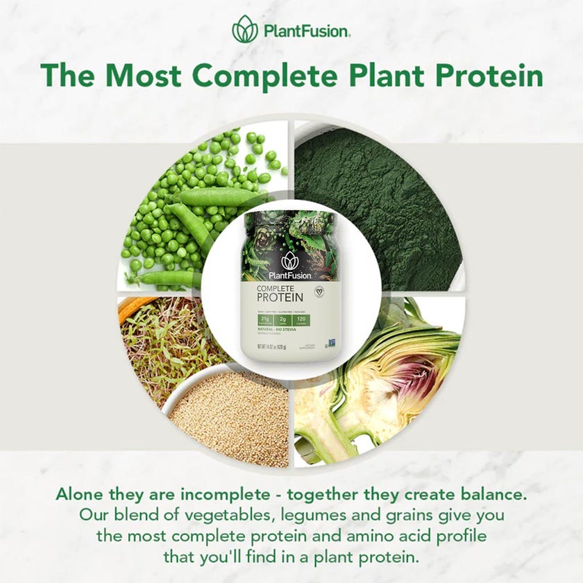 PlantFusion Complete Plant Protein Powder Natural - No Stevia 1Lbs