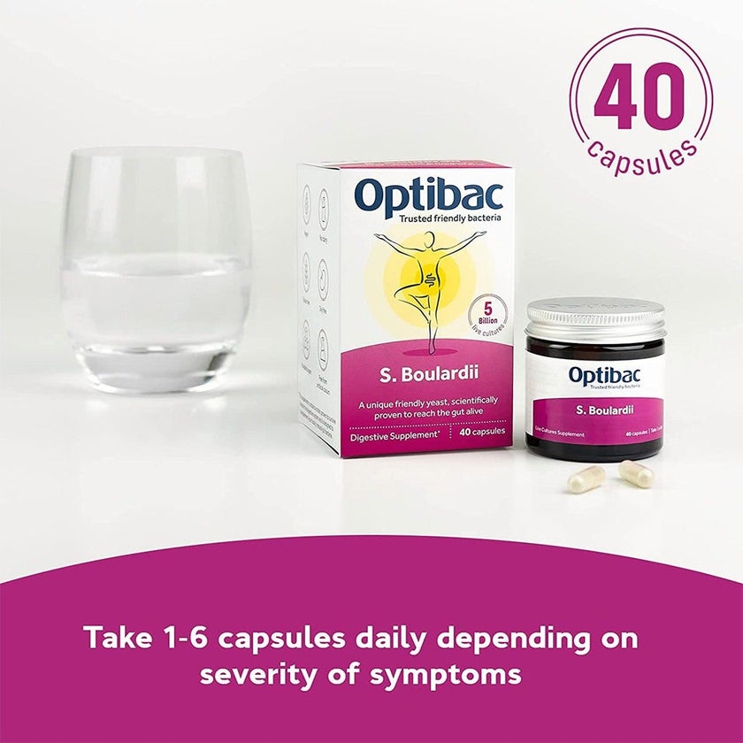 Optibac Saccharomyces Boulardii Digestive Capsules, Pack of 40's