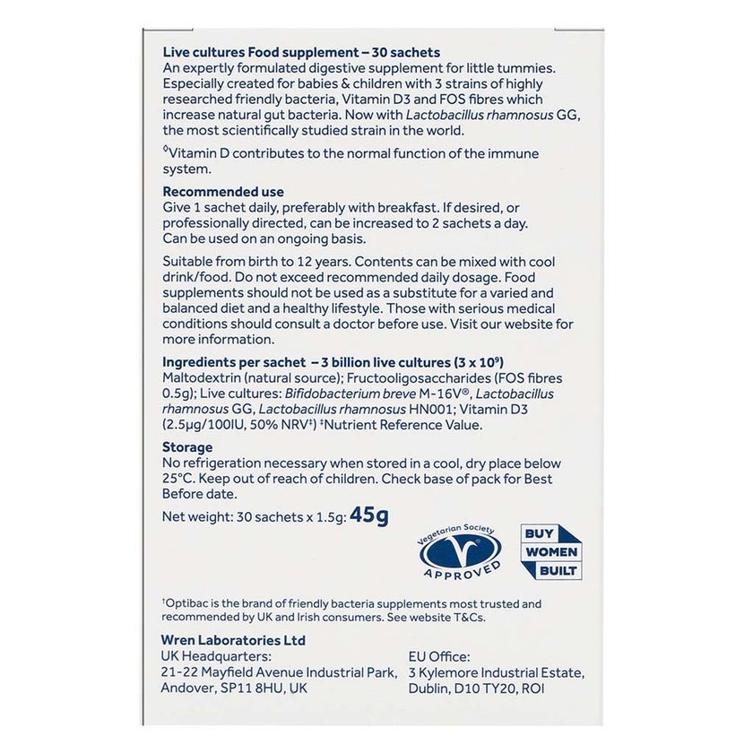 Optibac Probiotic Sachets For Babies & Children, 0-12 Years - Pack of 30's