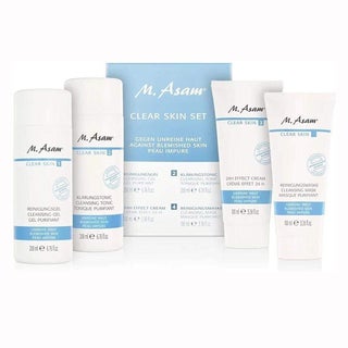 M. Asam Clear Skin Facial Cleansing Set Against Pimples And Blemishes, Pack of 4 (Cleansing Gel + Cleansing Tonic + Cleansing Mask + 24 hour Effect cream)
