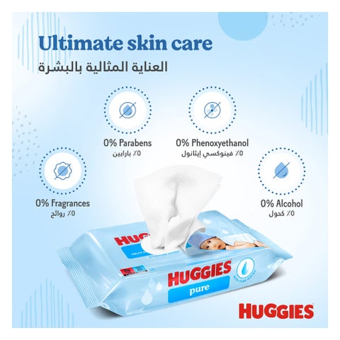 Huggies Pure Cleansing Baby Wet Wipes, Pack of 168's