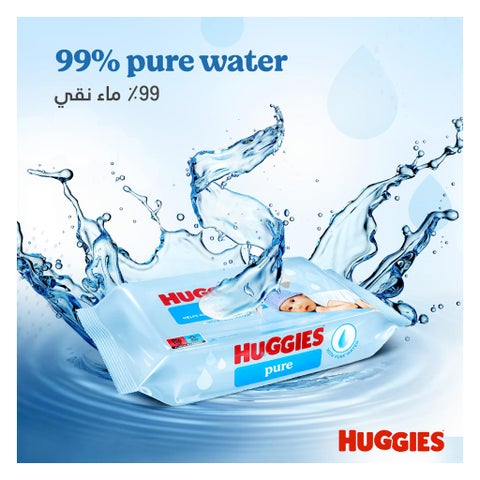 Huggies Pure Cleansing Baby Wet Wipes, Pack of 168's