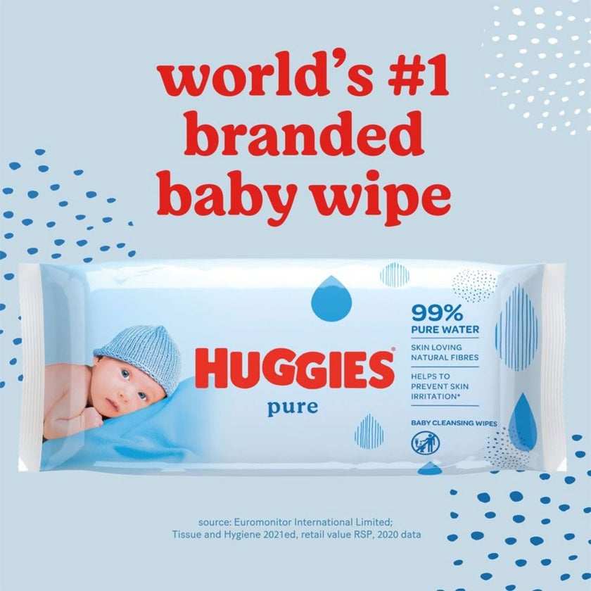 Huggies Pure Cleansing Baby Wet Wipes, Pack of 168's