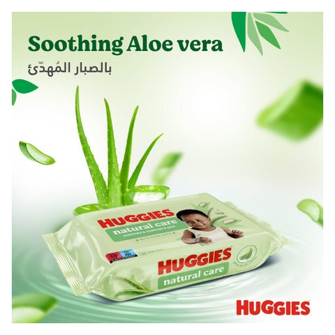 Huggies Natural Care Baby Wet Wipes With Aloe Vera, Pack of 56's