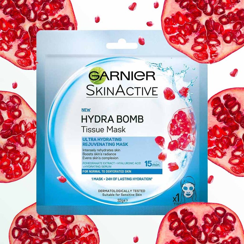 Garnier SkinActive Hydra Bomb Ultra Hydrating and Rejuvenating Facial Tissue Mask with Pomegranate Extract For Normal To Dehydrated Skin 32g