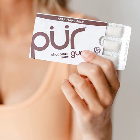 Pur Aspartame & Sugar Free Chocolate Mint Chewing Gum With Xylitol 9 Pieces