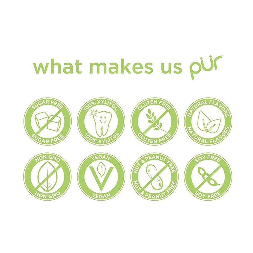 Pur Aspartame & Sugar Free Coolmint Chewing Gum With Xylitol 9 Pieces