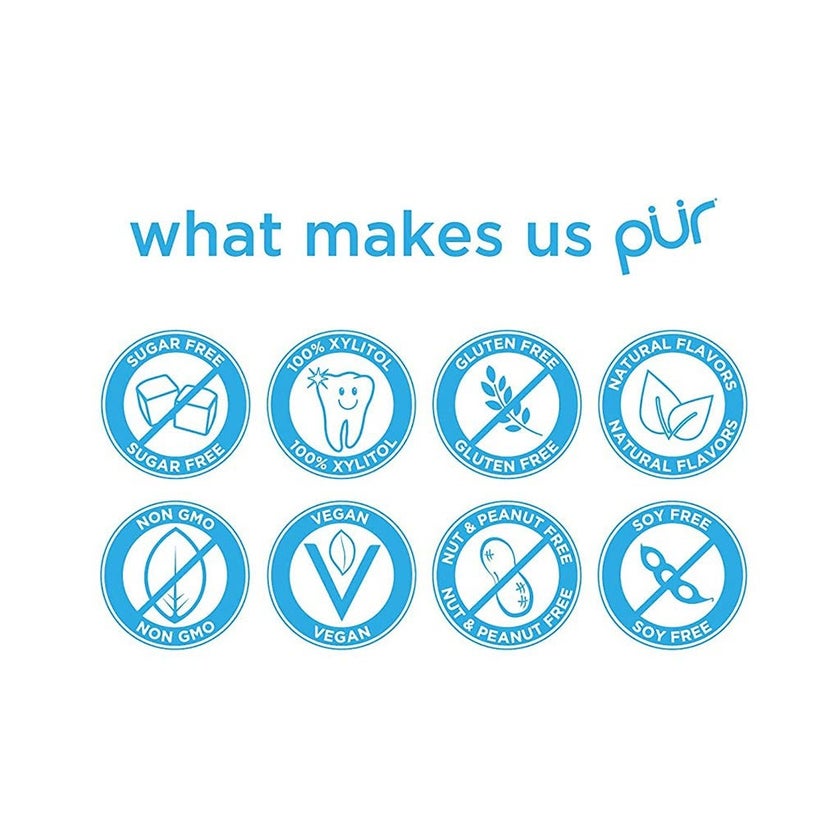 Pur Aspartame & Sugar Free Peppermint Chewing Gum With Xylitol 9 Pieces